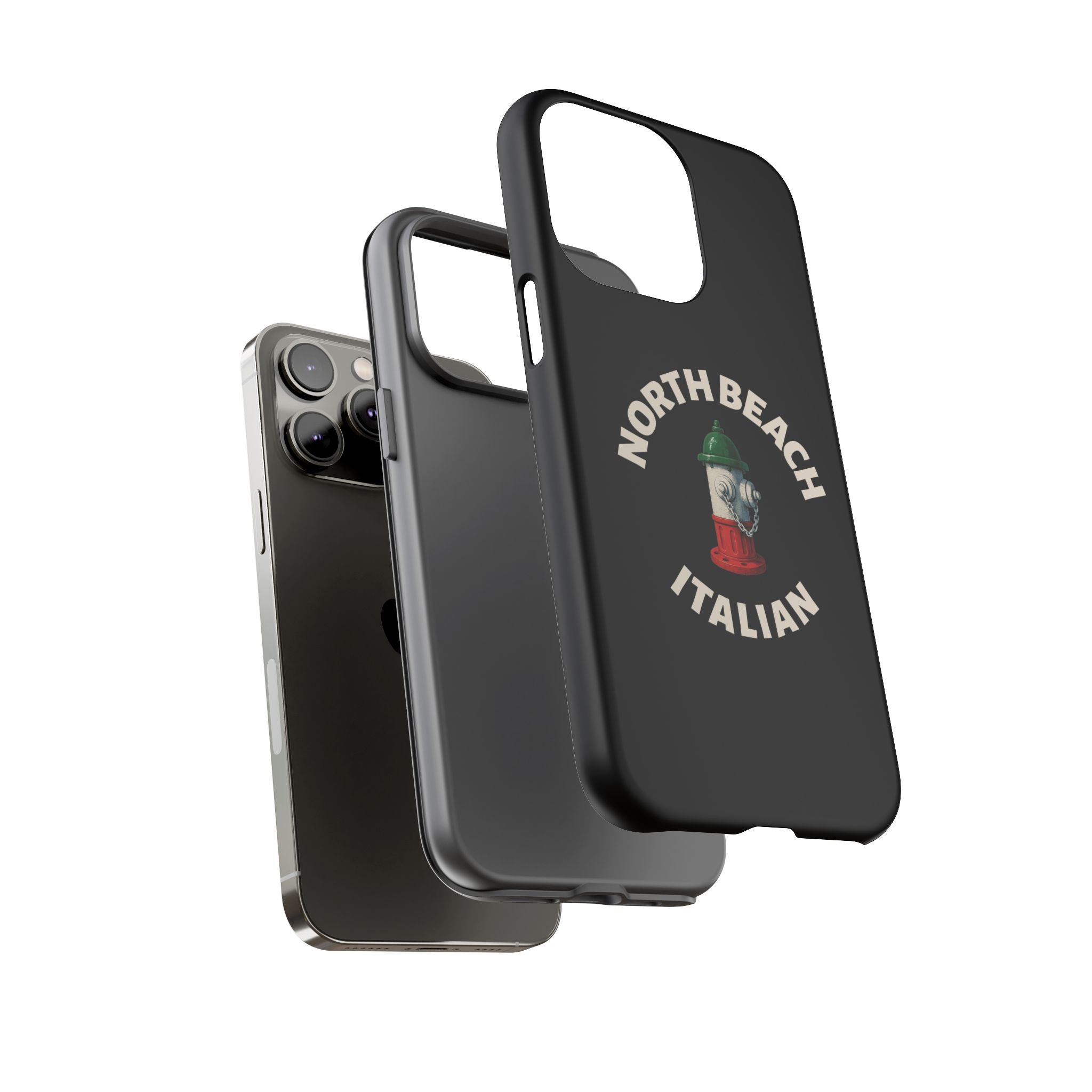 North Beach Italian Black Phone Case, Tough Cases for iPhone, Gift for Italians, Stylish Phone Cover, Unique Phone Accessory