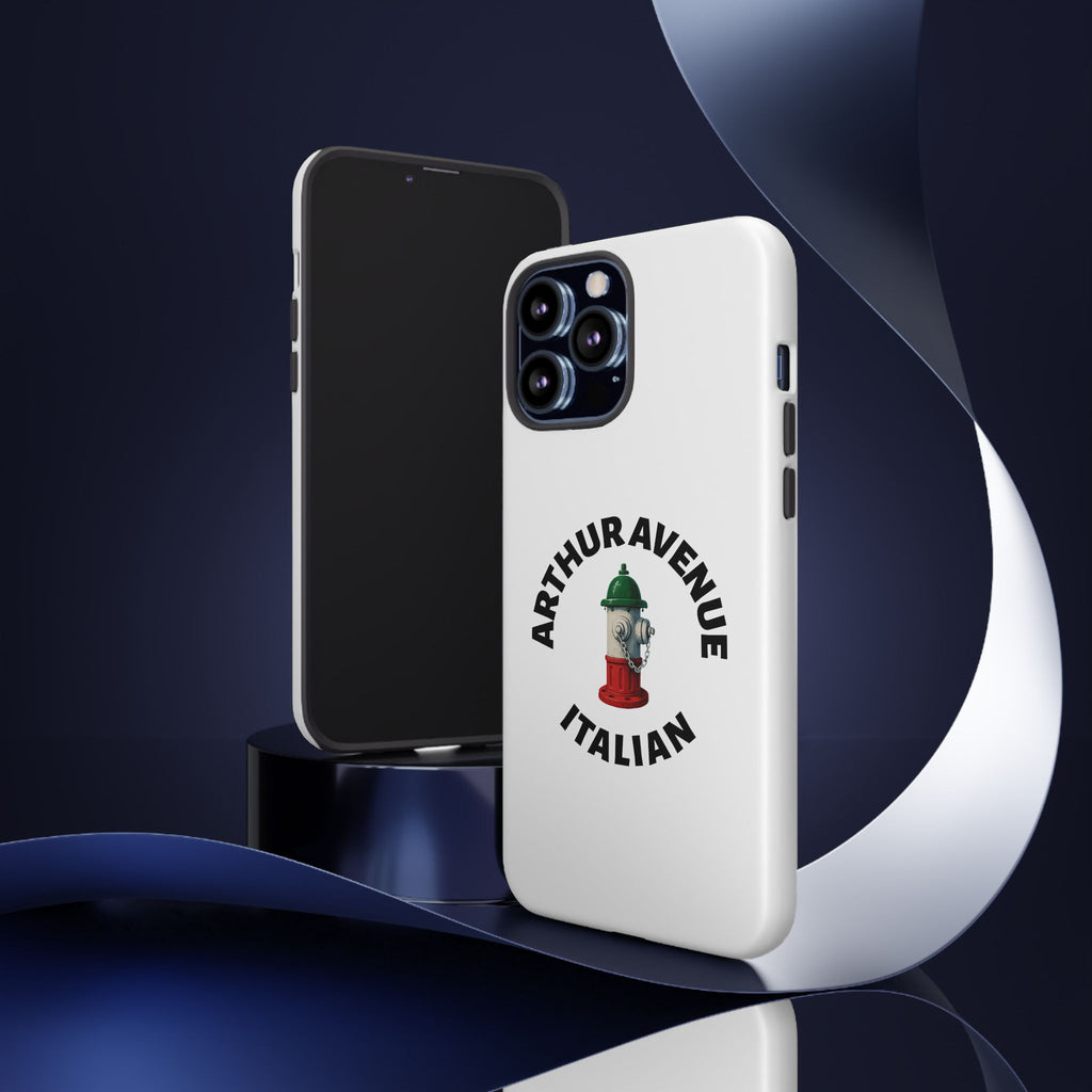 Arthur Avenue Italian White Phone Case, Urban Style Phone Cover, Tough Smartphone Case, Gift for Italian Heritage, Fun Streetwear Accessories