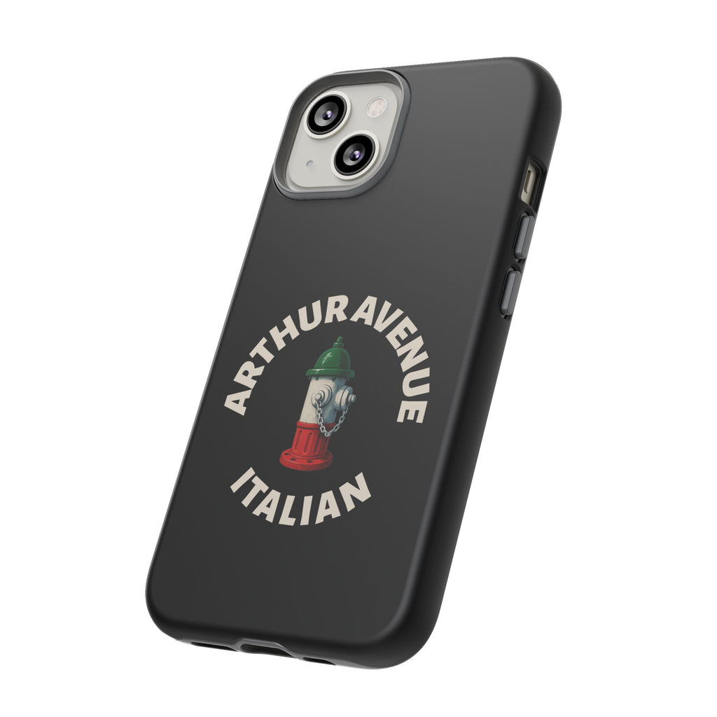 Arthur Avenue Italian Black Phone Case, Tough Cases for iPhone, Gift for Italians, Stylish Phone Cover, Unique Phone Accessory