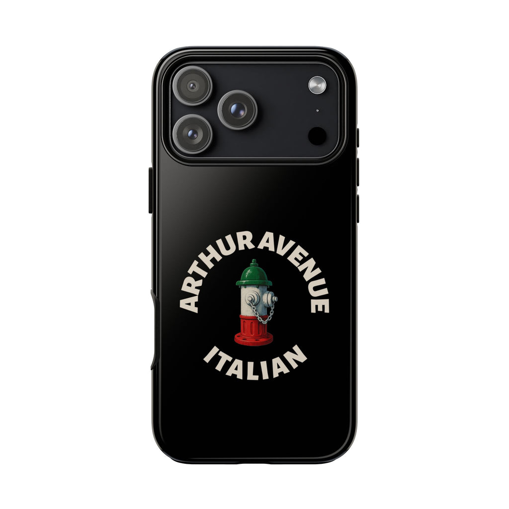 Arthur Avenue Italian Black Phone Case, Tough Cases for iPhone, Gift for Italians, Stylish Phone Cover, Unique Phone Accessory