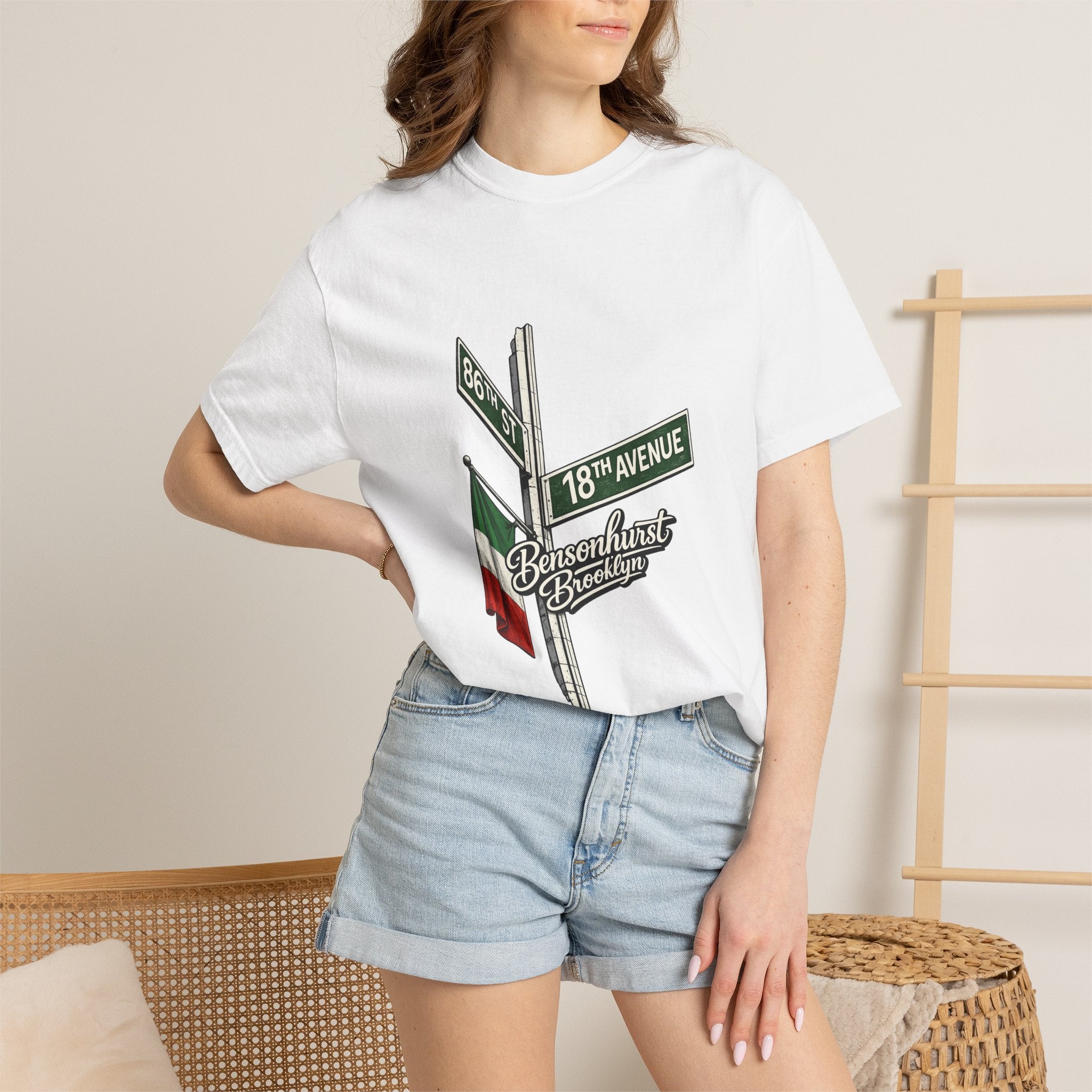 Bensonhurst 18th Ave with Italian Flag Tee | Street Style, Unisex Fashion, Comfortable Casual Wear