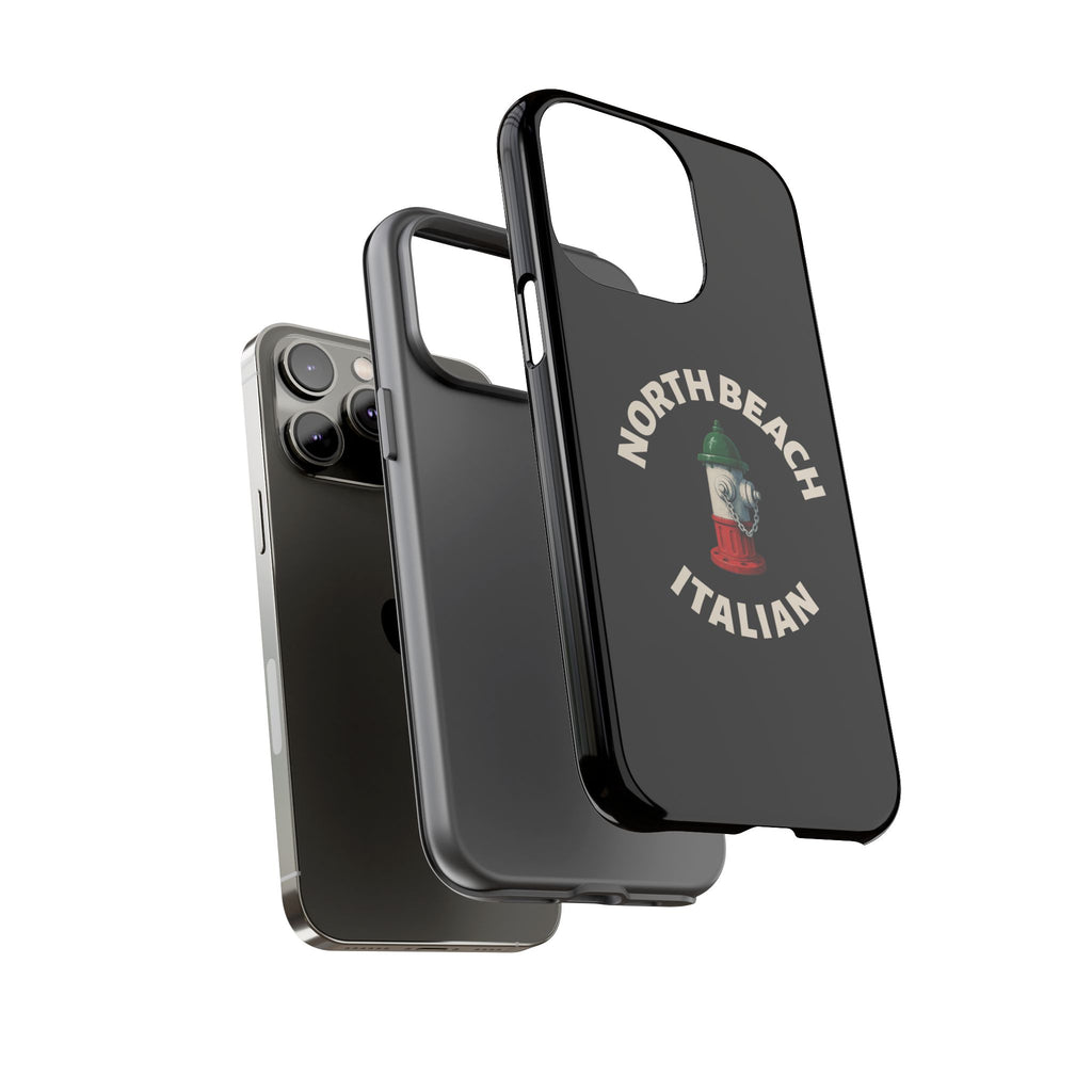 North Beach Italian Black Phone Case, Tough Cases for iPhone, Gift for Italians, Stylish Phone Cover, Unique Phone Accessory
