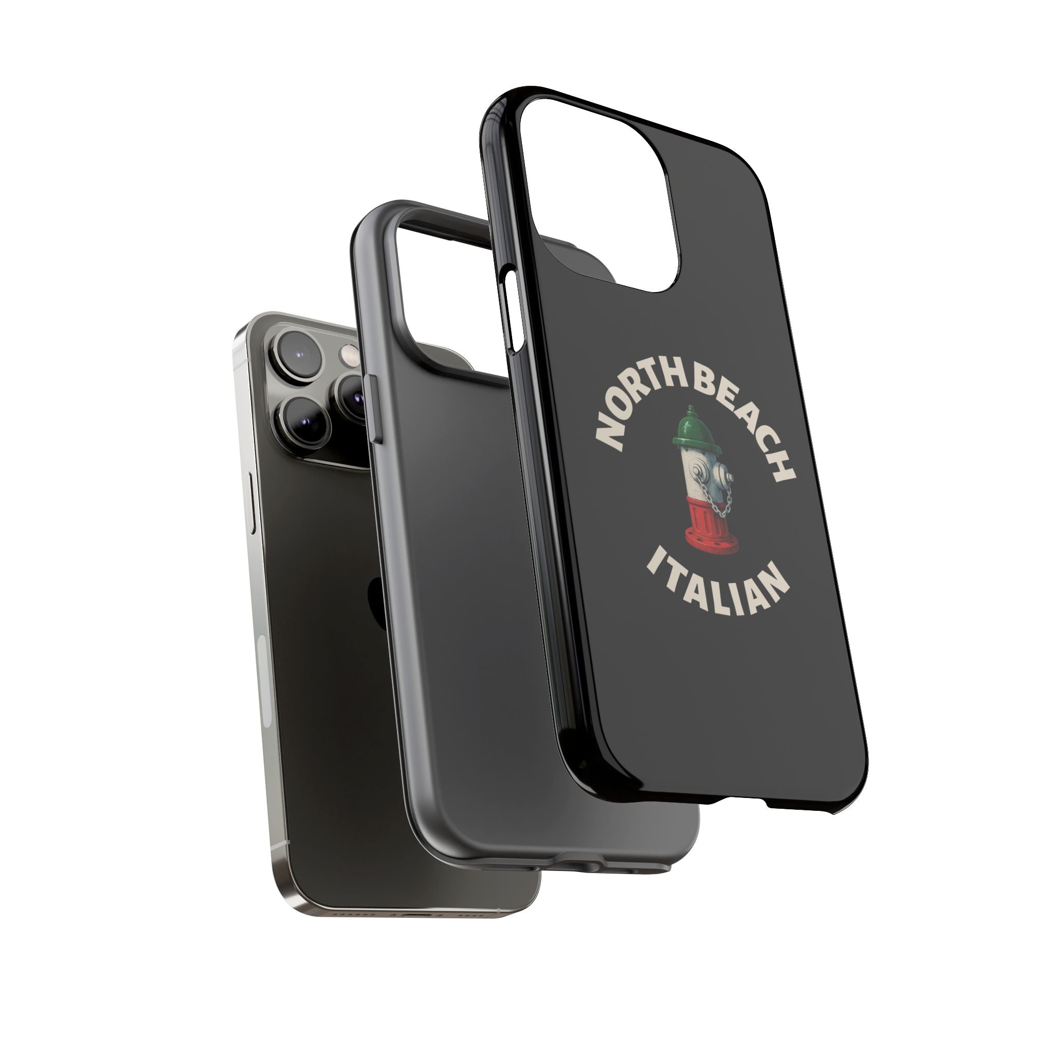 North Beach Italian Black Phone Case, Tough Cases for iPhone, Gift for Italians, Stylish Phone Cover, Unique Phone Accessory