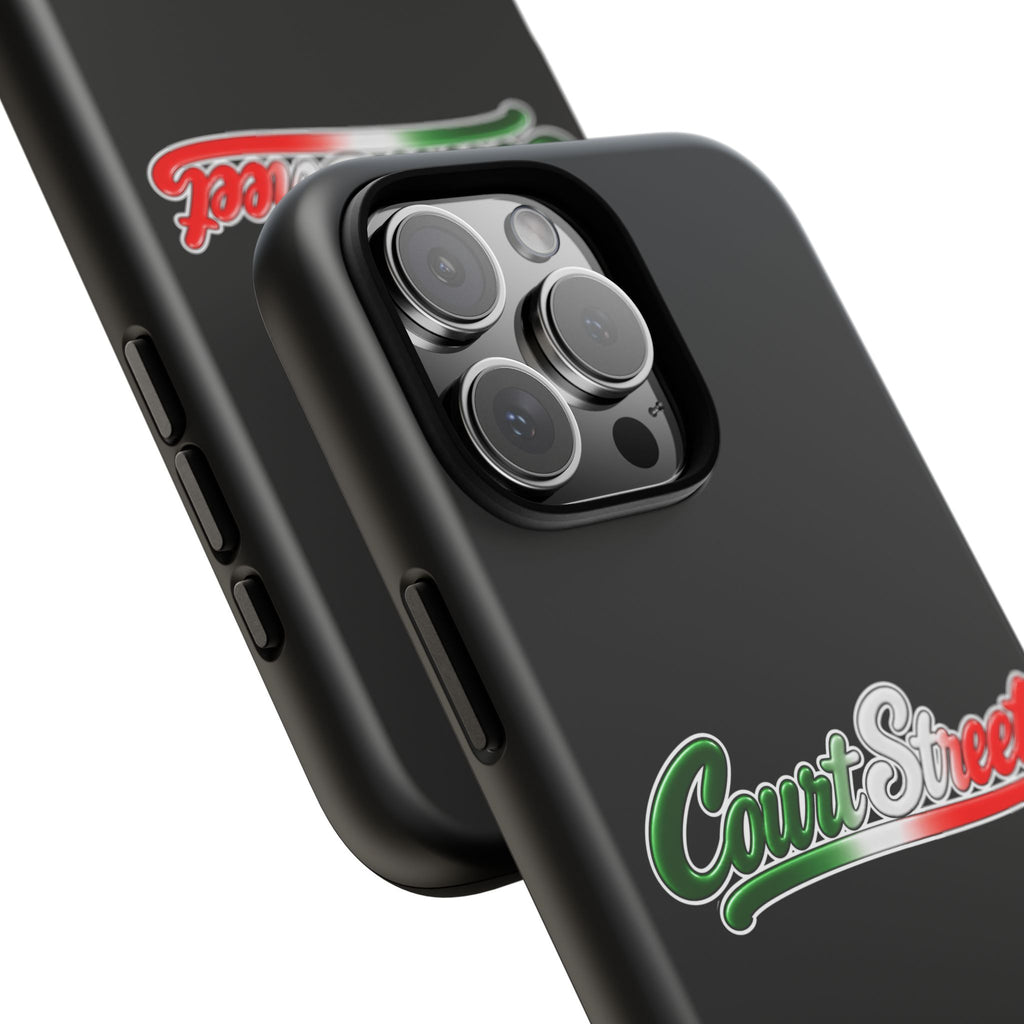 Court Street Black Phone Case, Tough Cases for iPhone, Gift for Italians, Stylish Phone Cover, Unique Phone Accessory