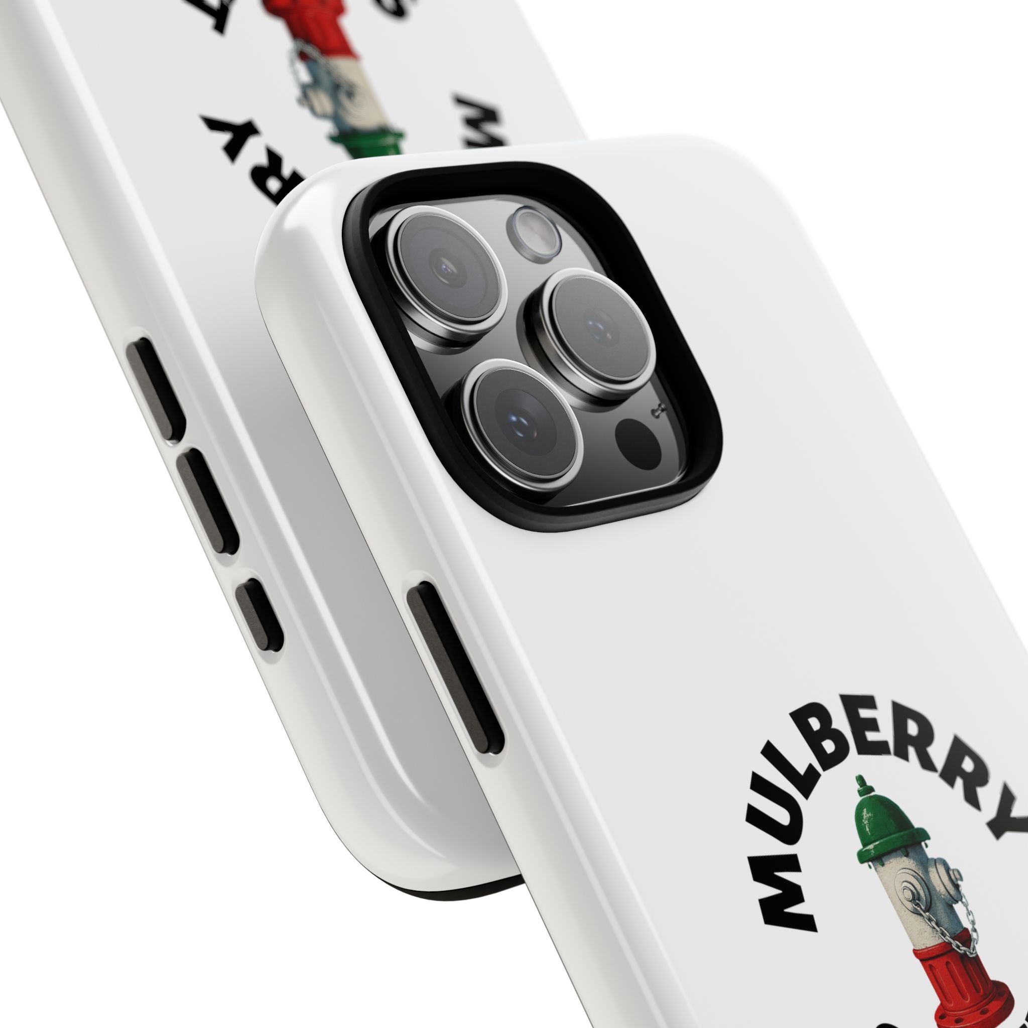 Mulberry Street White Phone Case, Urban Style Phone Cover, Tough Smartphone Case, Gift for Italian Heritage, Fun Streetwear Accessories