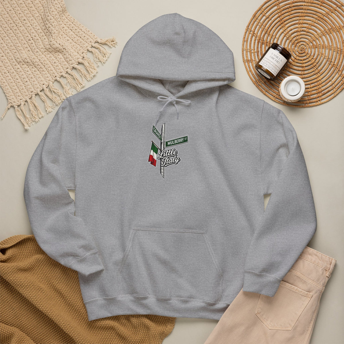 Little Italy Hoodie — Italian Flag Script Pullover