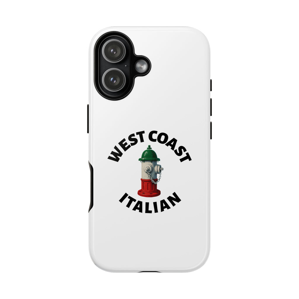 West Coast Italian White Phone Case, Urban Style Phone Cover, Tough Smartphone Case, Gift for Italian Heritage, Fun Streetwear Accessories