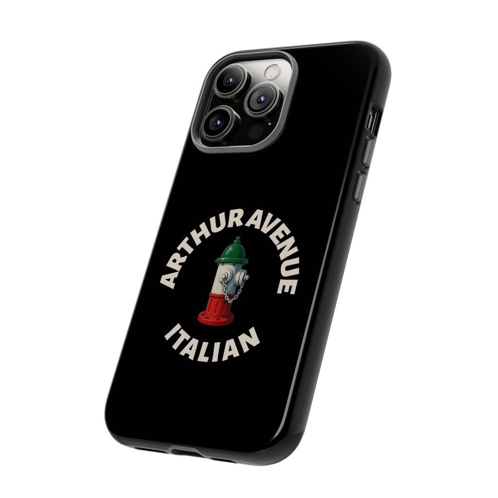 Arthur Avenue Italian Black Phone Case, Tough Cases for iPhone, Gift for Italians, Stylish Phone Cover, Unique Phone Accessory
