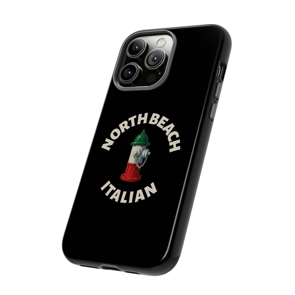 North Beach Italian Black Phone Case, Tough Cases for iPhone, Gift for Italians, Stylish Phone Cover, Unique Phone Accessory