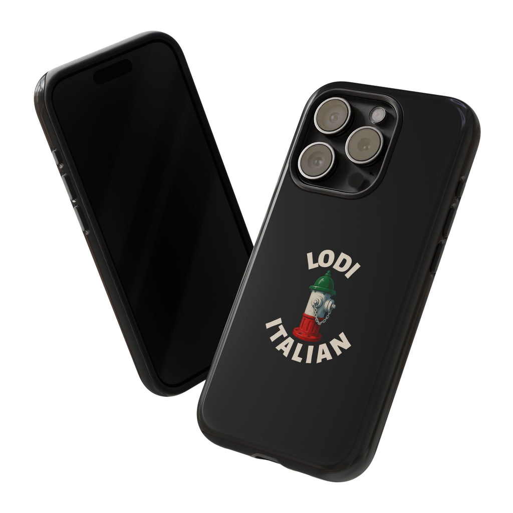 Lodi Italian Black Phone Case, Tough Cases for iPhone, Gift for Italians, Stylish Phone Cover, Unique Phone Accessory