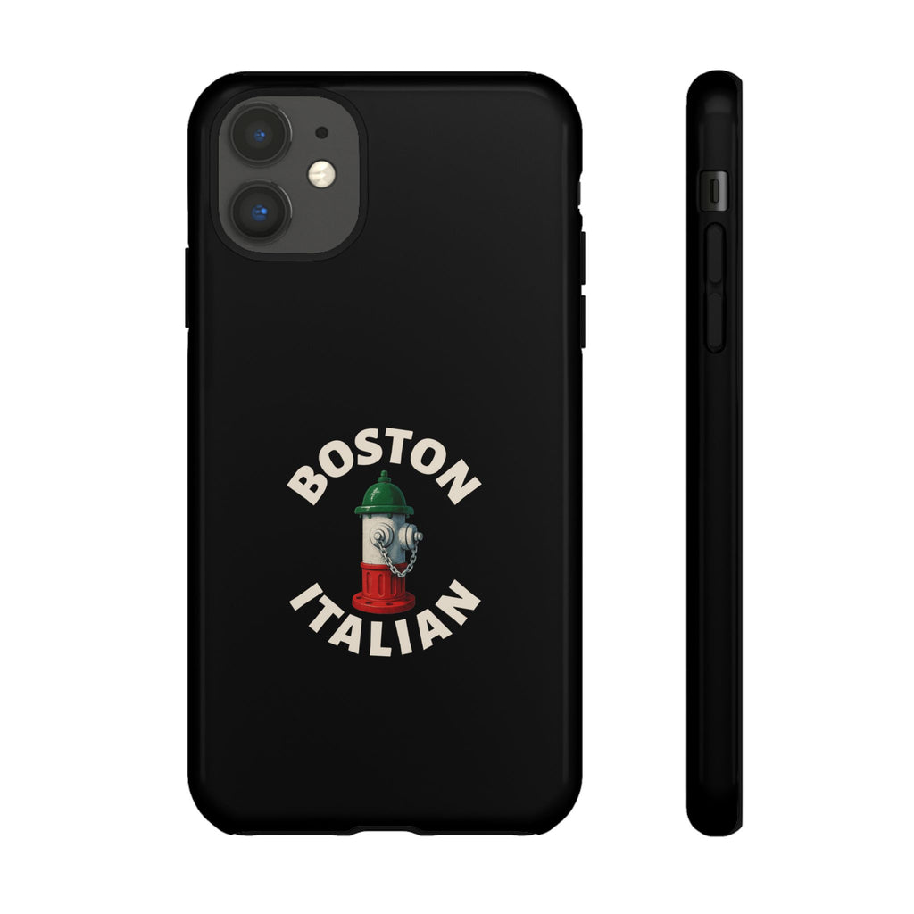 Boston Italian Black Phone Case, Tough Cases for iPhone, Gift for Italians, Stylish Phone Cover, Unique Phone Accessory