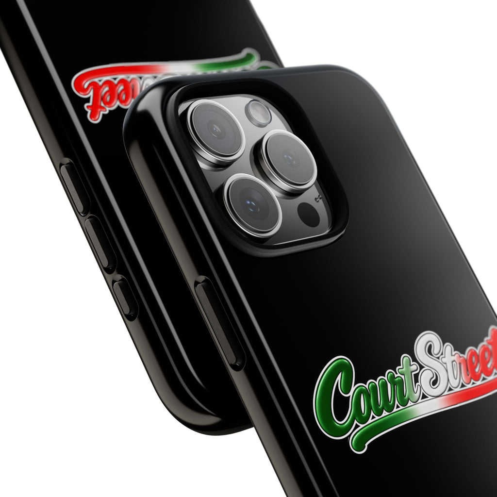 Court Street Black Phone Case, Tough Cases for iPhone, Gift for Italians, Stylish Phone Cover, Unique Phone Accessory