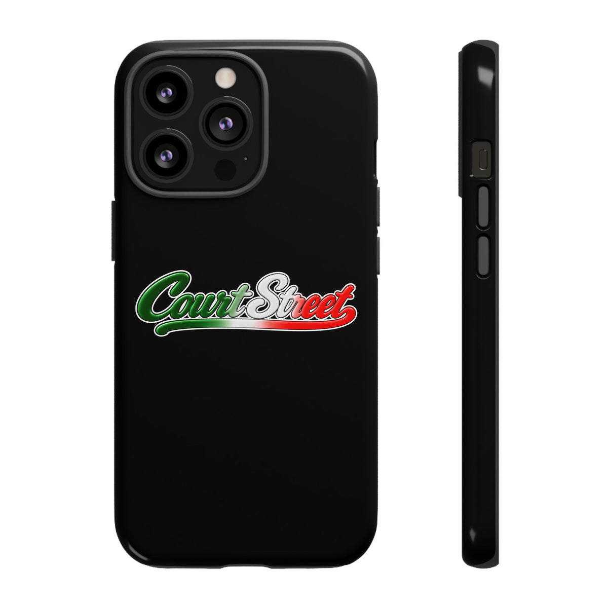 Court Street Black Phone Case, Tough Cases for iPhone, Gift for Italians, Stylish Phone Cover, Unique Phone Accessory