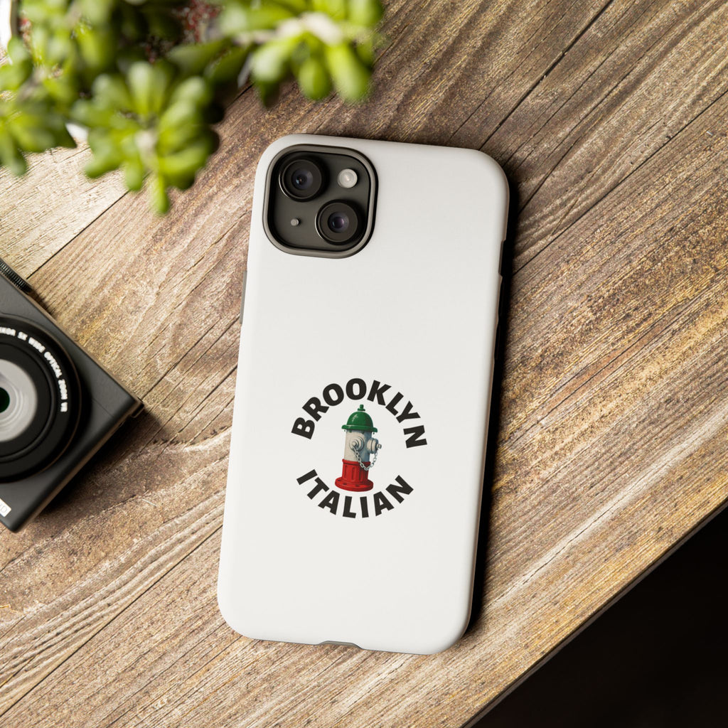 Brooklyn Italian White Phone Case, Urban Style Phone Cover, Tough Smartphone Case, Gift for Italian Heritage, Fun Streetwear Accessories