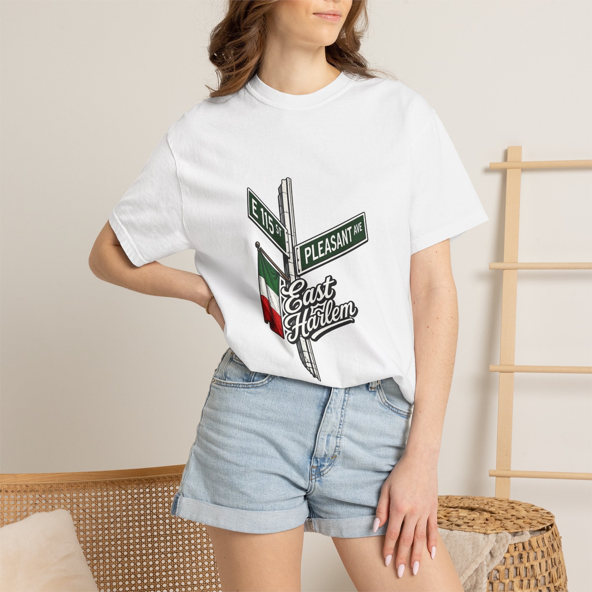 East Harlem with Italian Flag Tee | Street Style, Unisex Fashion, Comfortable Casual Wear