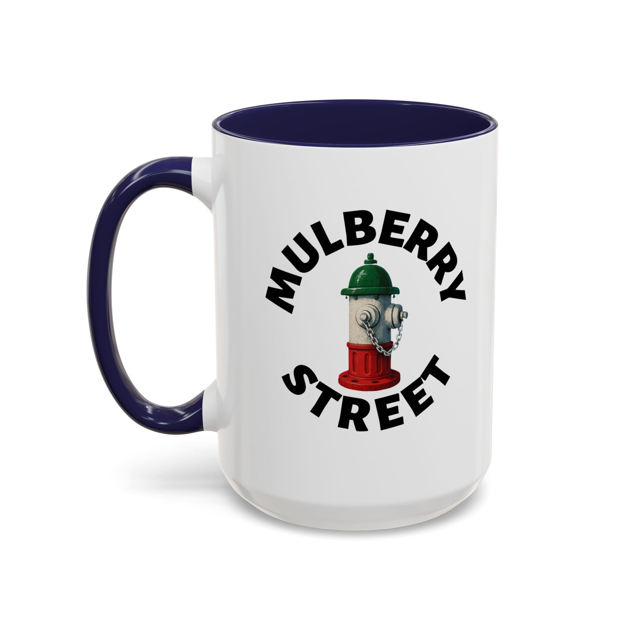 Mulberry Street Coffee Mug with Fire Hydrant Design, Unique Gift for Italians, Fun Kitchen Decor