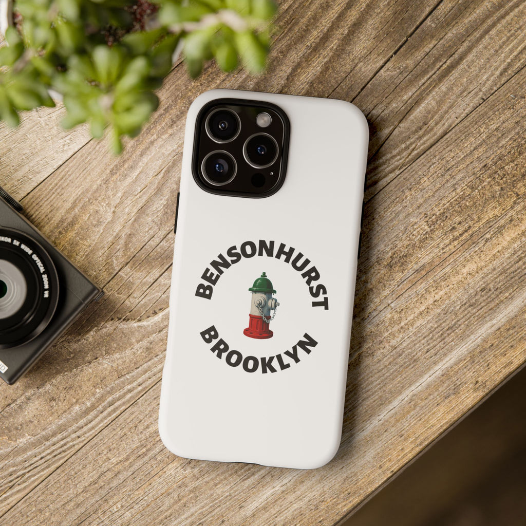 Bensonhurst Brooklyn White Phone Case, Urban Style Phone Cover, Tough Smartphone Case, Gift for Italian Heritage, Fun Streetwear Accessories