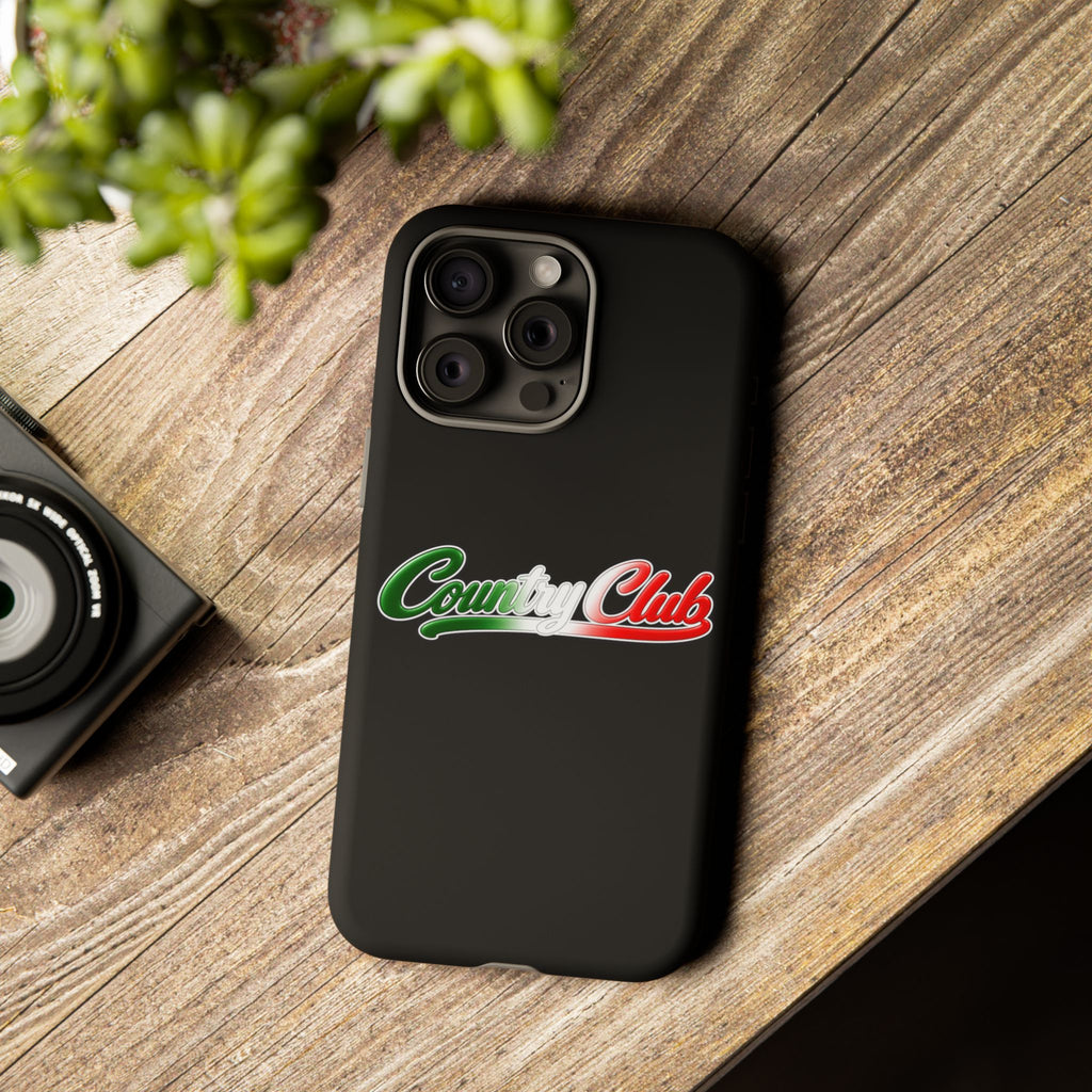 Country Club Black Phone Case, Tough Cases for iPhone, Gift for Italians, Stylish Phone Cover, Unique Phone Accessory