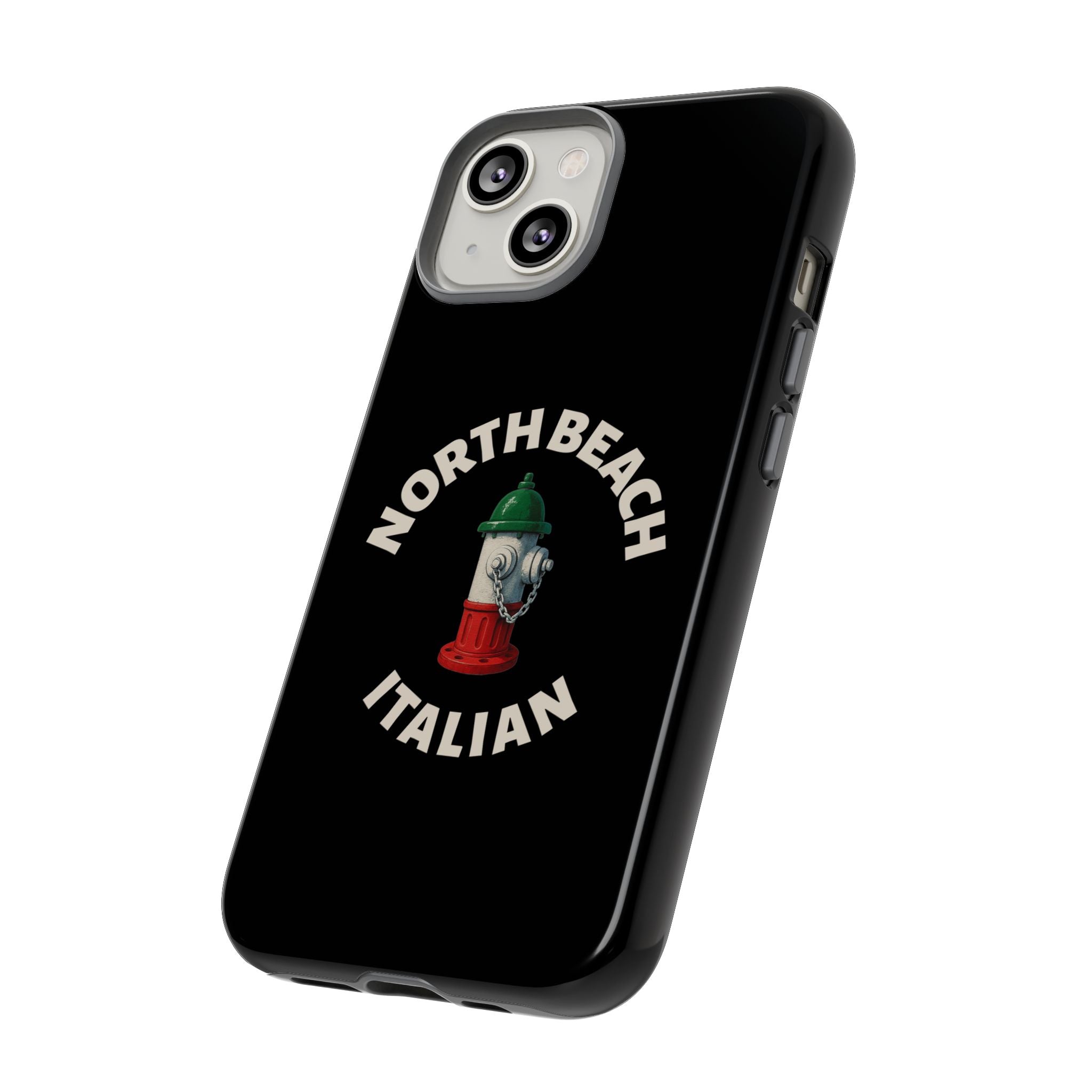 North Beach Italian Black Phone Case, Tough Cases for iPhone, Gift for Italians, Stylish Phone Cover, Unique Phone Accessory
