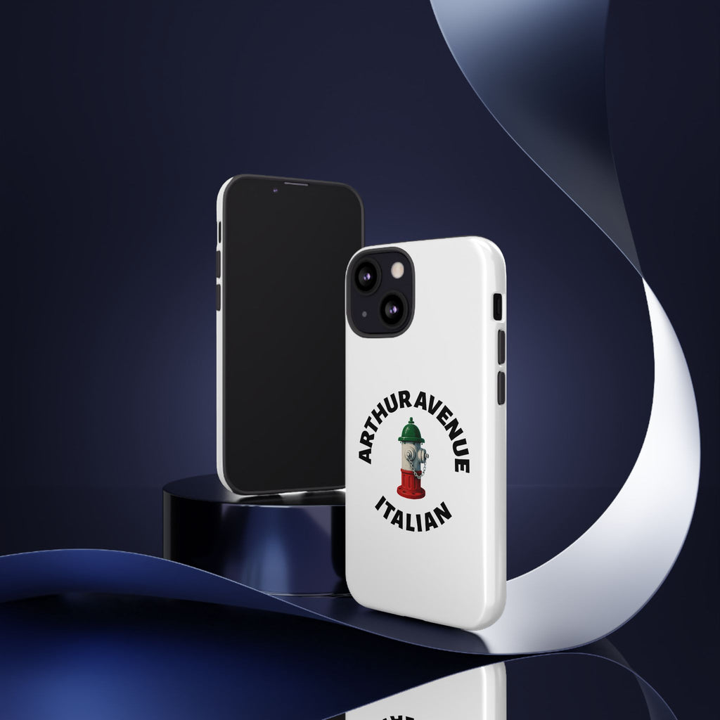 Arthur Avenue Italian White Phone Case, Urban Style Phone Cover, Tough Smartphone Case, Gift for Italian Heritage, Fun Streetwear Accessories
