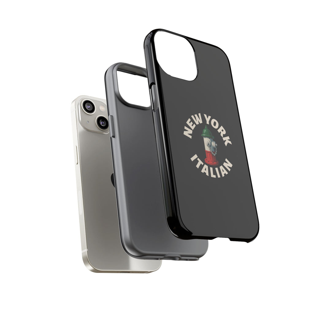 New York Italian Black Phone Case, Tough Cases for iPhone, Gift for Italians, Stylish Phone Cover, Unique Phone Accessory