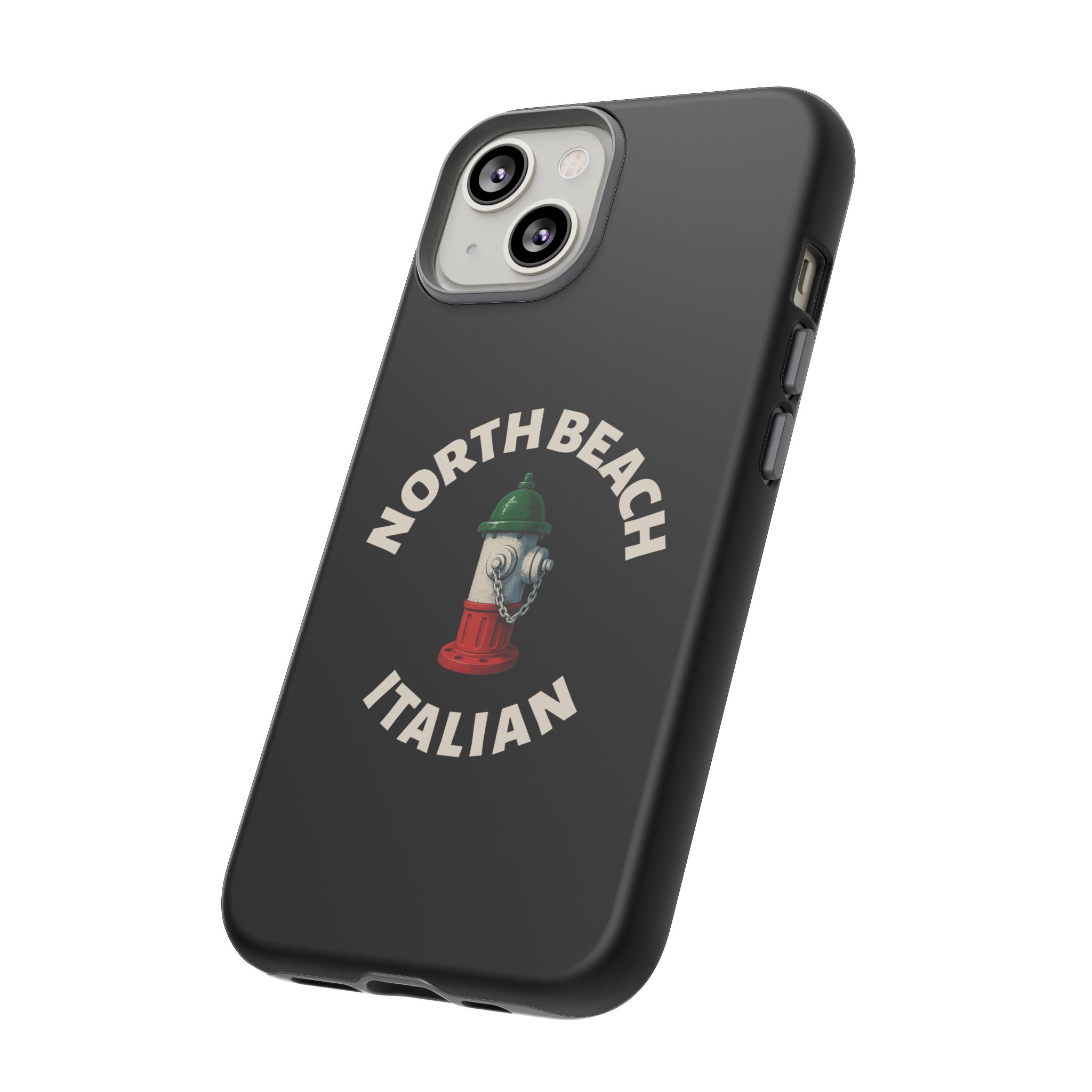North Beach Italian Black Phone Case, Tough Cases for iPhone, Gift for Italians, Stylish Phone Cover, Unique Phone Accessory