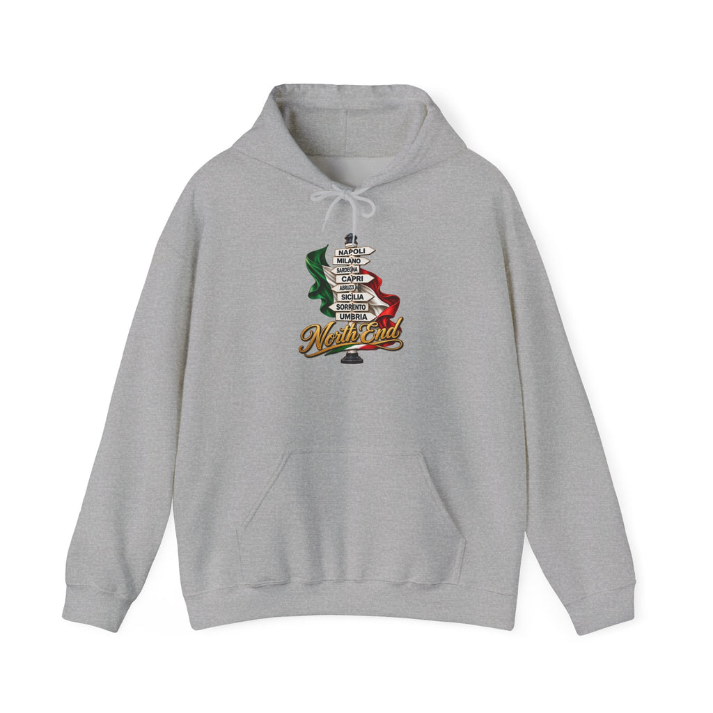 North End Italian Hoodie — Italian Flag Script Pullover