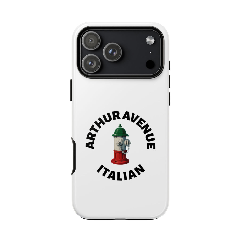Arthur Avenue Italian White Phone Case, Urban Style Phone Cover, Tough Smartphone Case, Gift for Italian Heritage, Fun Streetwear Accessories