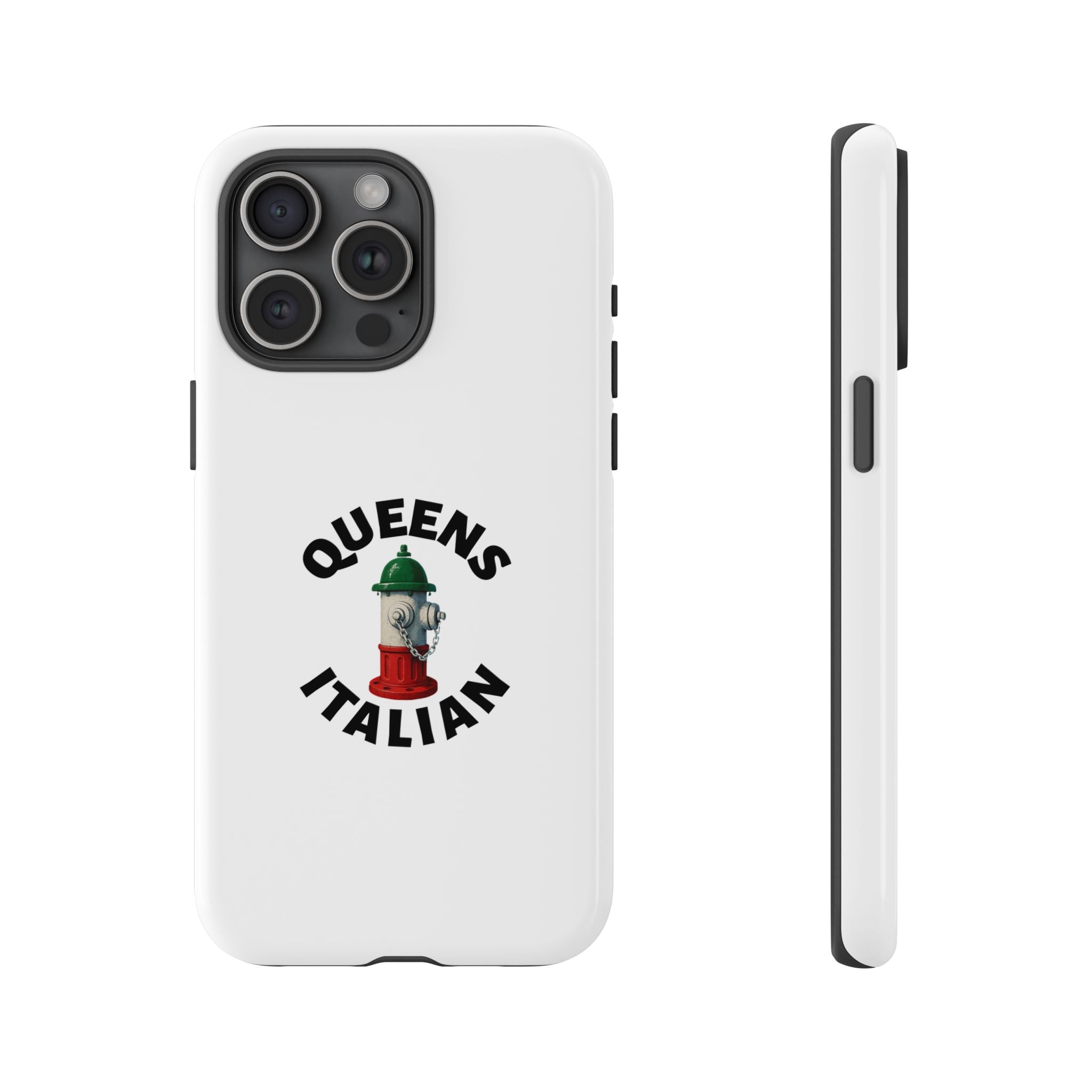 Queens Italian White Phone Case, Urban Style Phone Cover, Tough Smartphone Case, Gift for Italian Heritage, Fun Streetwear Accessories