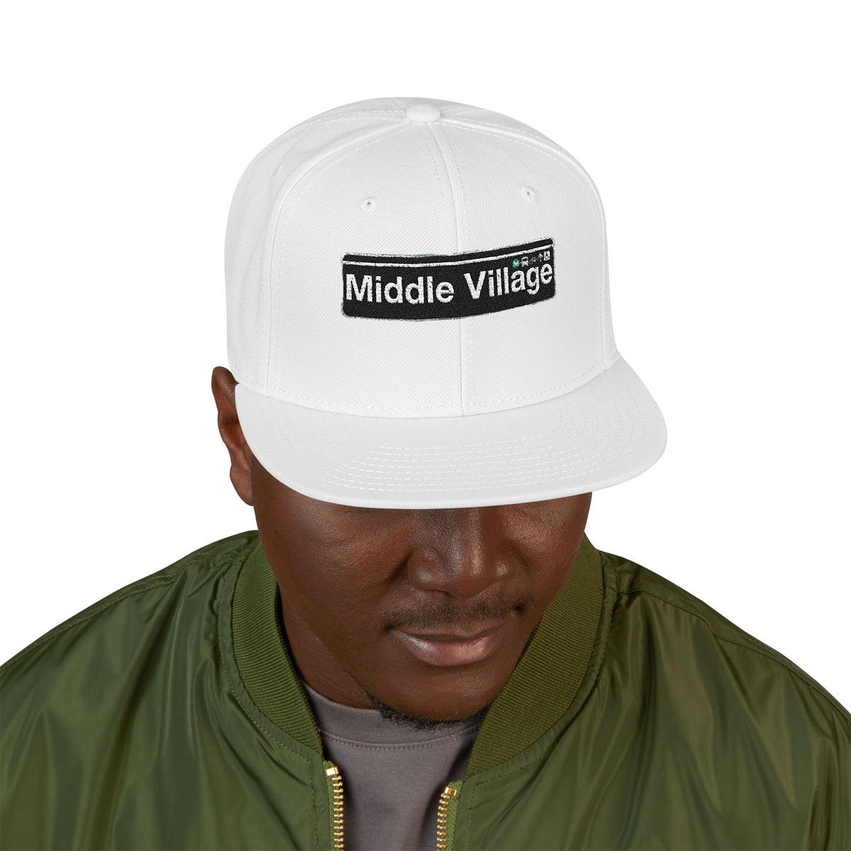Middle Village Italian Embroidered Snapback Hat | Street Sign Patch Cap
