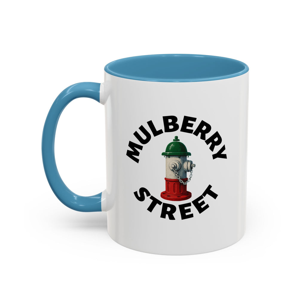 Mulberry Street Coffee Mug with Fire Hydrant Design, Unique Gift for Italians, Fun Kitchen Decor