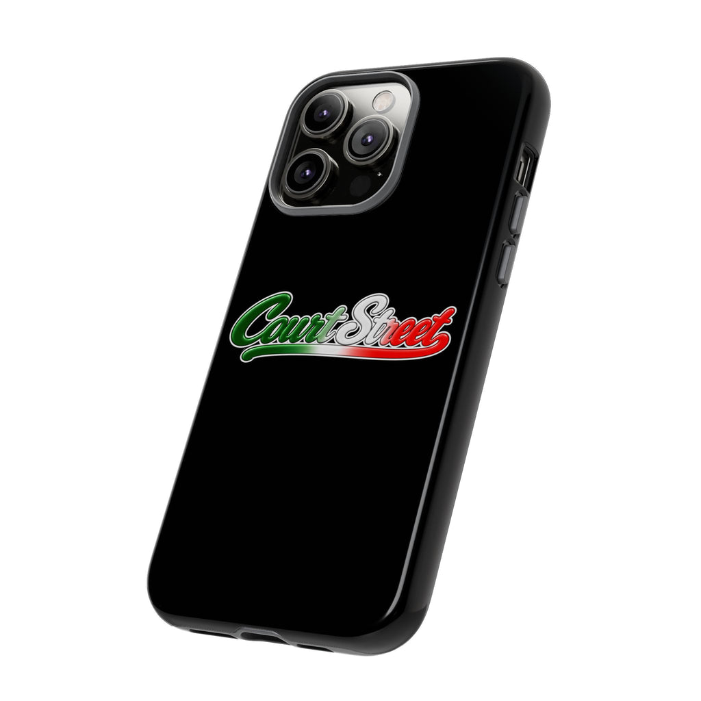 Court Street Black Phone Case, Tough Cases for iPhone, Gift for Italians, Stylish Phone Cover, Unique Phone Accessory