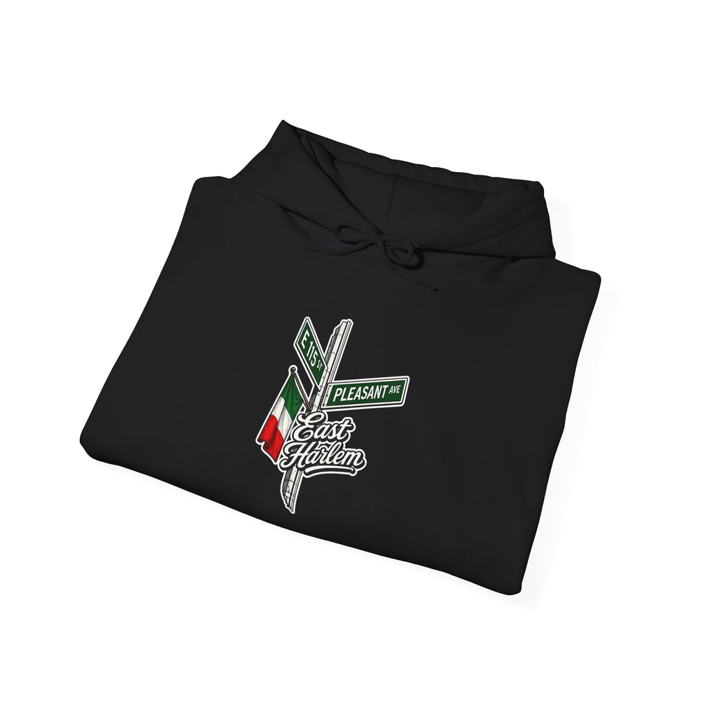 East Harlem Hoodie — Italian Flag Script Pullover
