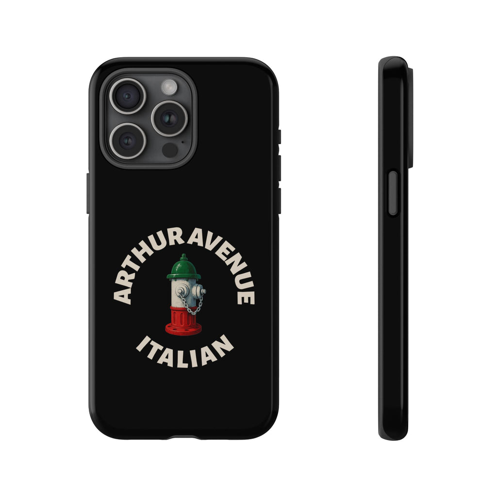 Arthur Avenue Italian Black Phone Case, Tough Cases for iPhone, Gift for Italians, Stylish Phone Cover, Unique Phone Accessory