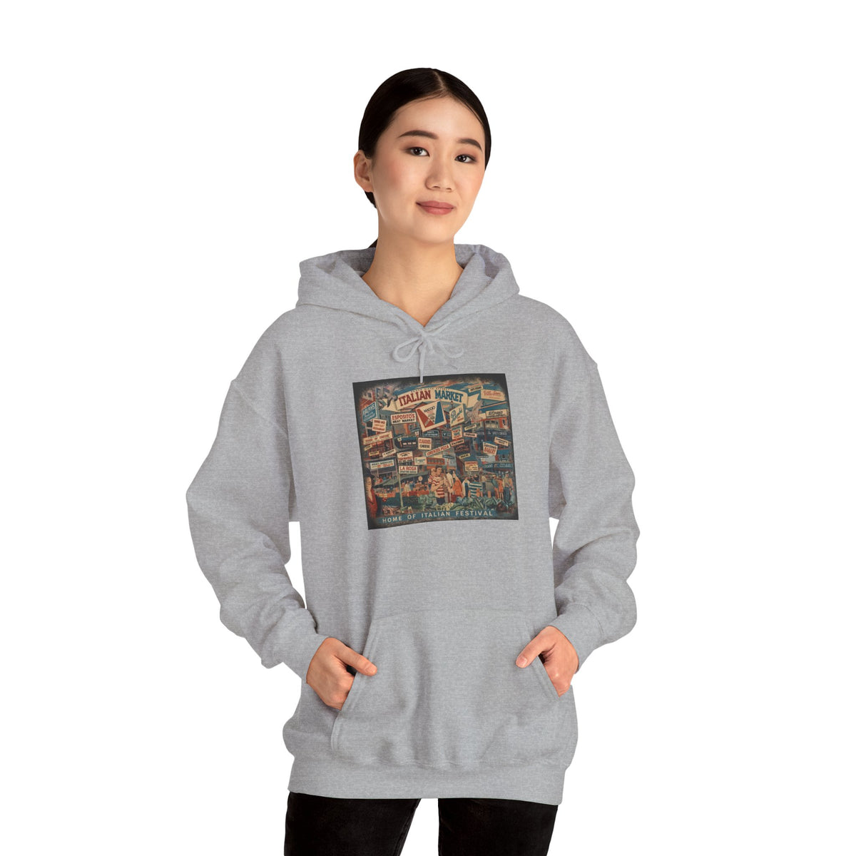 South Philly Italian Market Hoodie — Italian Flag Script Pullover