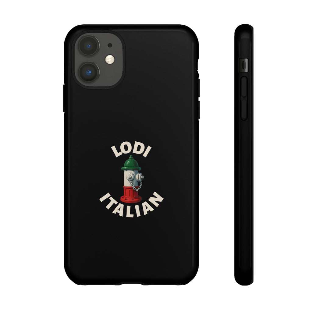 Lodi Italian Black Phone Case, Tough Cases for iPhone, Gift for Italians, Stylish Phone Cover, Unique Phone Accessory