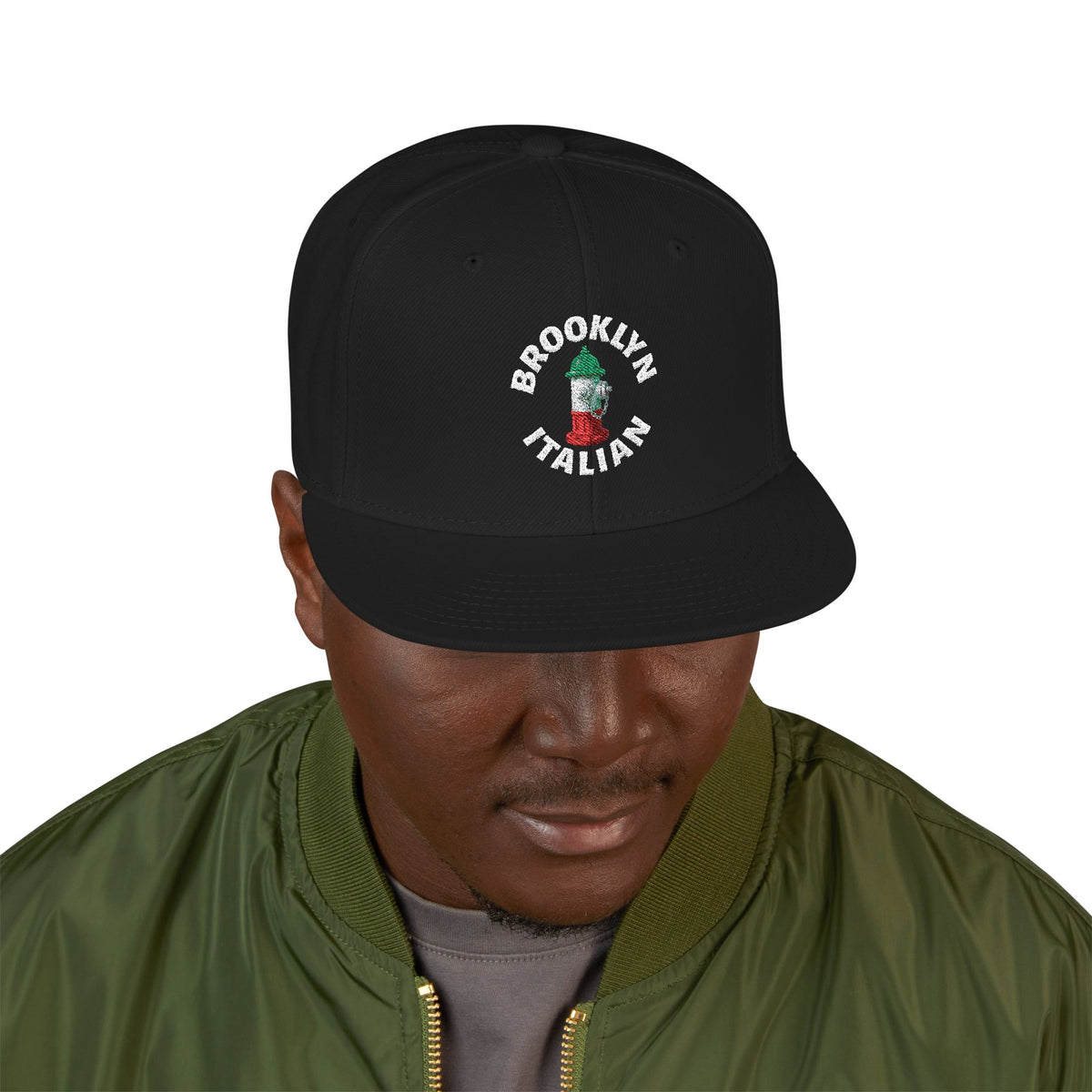 Brooklyn Italian Embroidered Snapback Hat | Street Sign Patch Cap