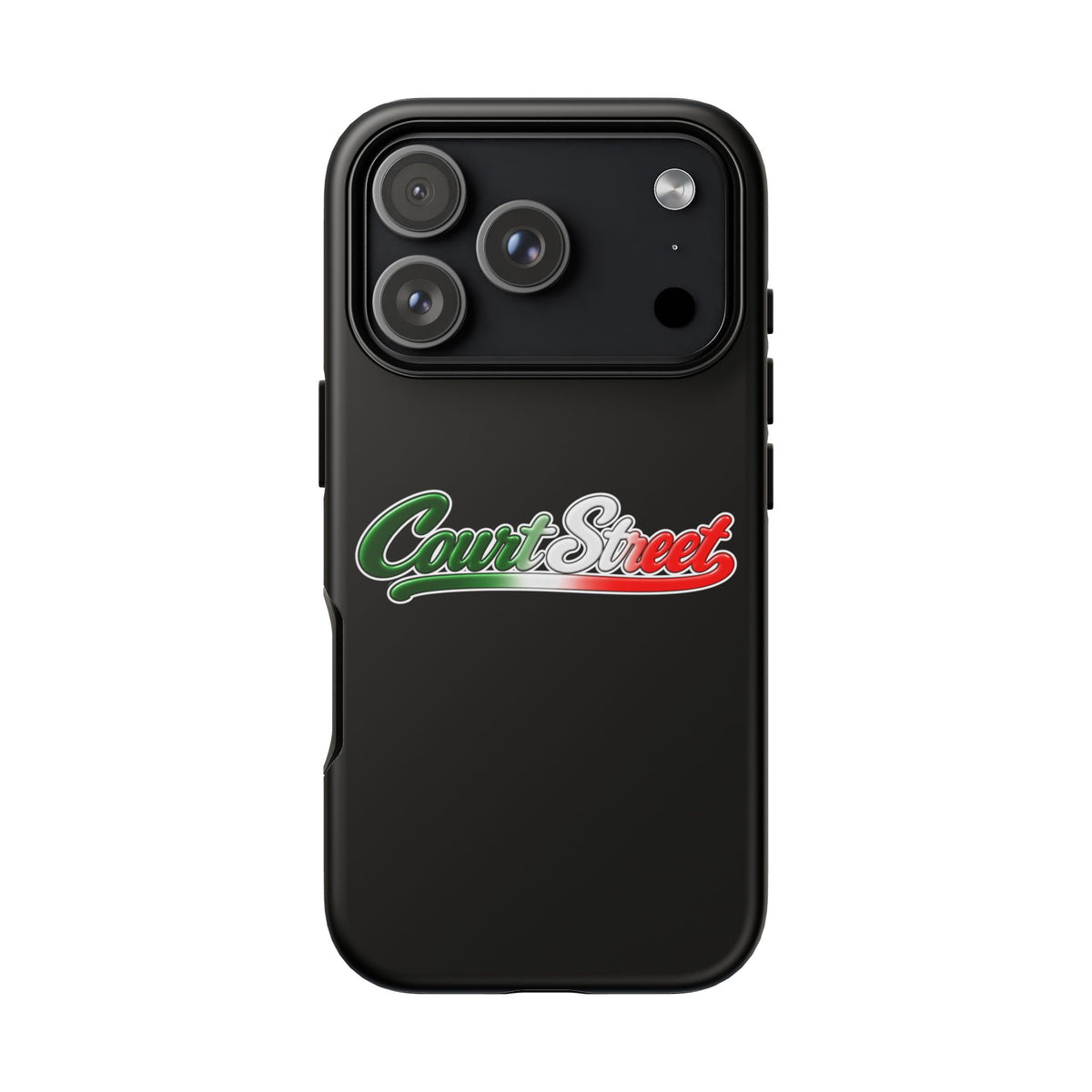 Court Street Black Phone Case, Tough Cases for iPhone, Gift for Italians, Stylish Phone Cover, Unique Phone Accessory