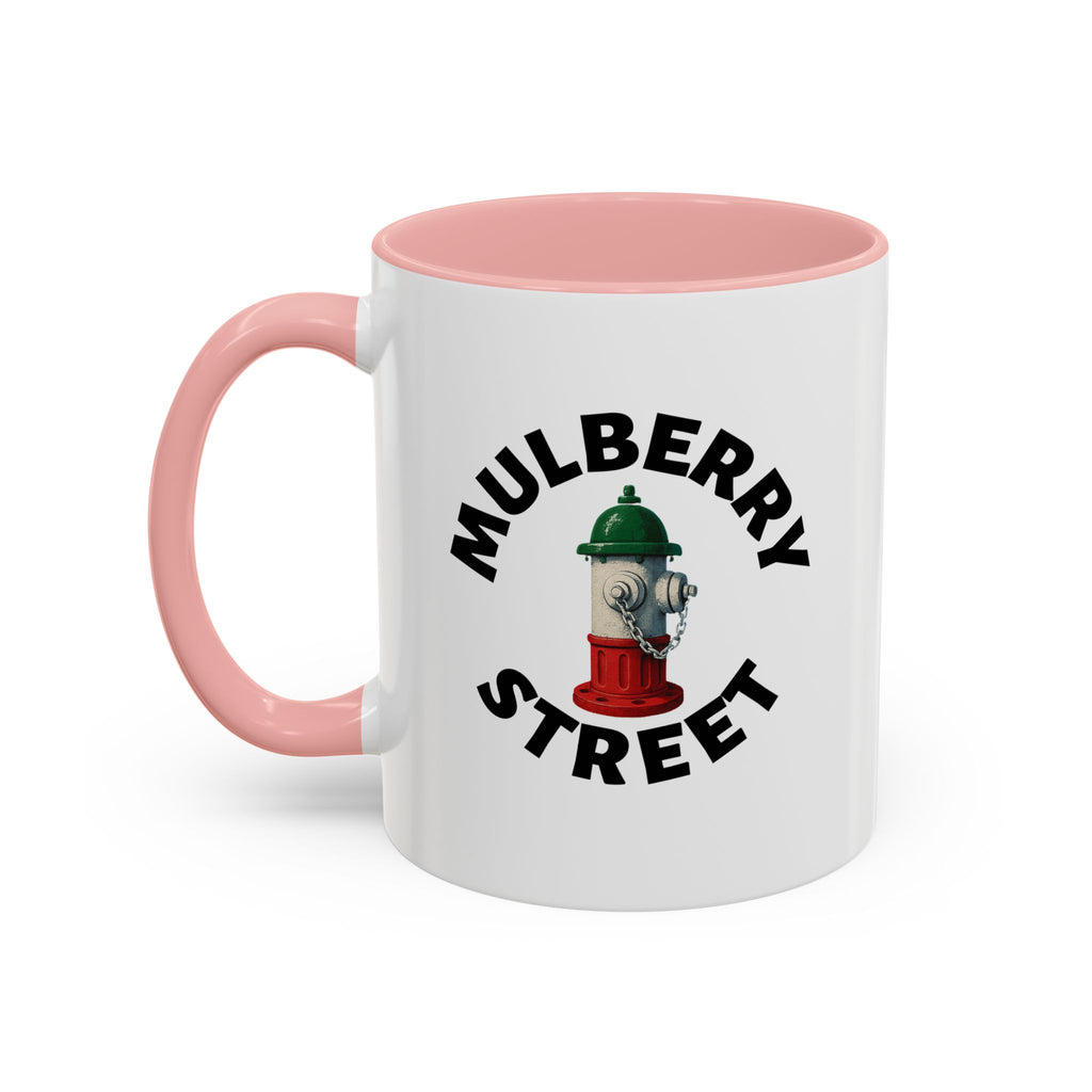 Mulberry Street Coffee Mug with Fire Hydrant Design, Unique Gift for Italians, Fun Kitchen Decor