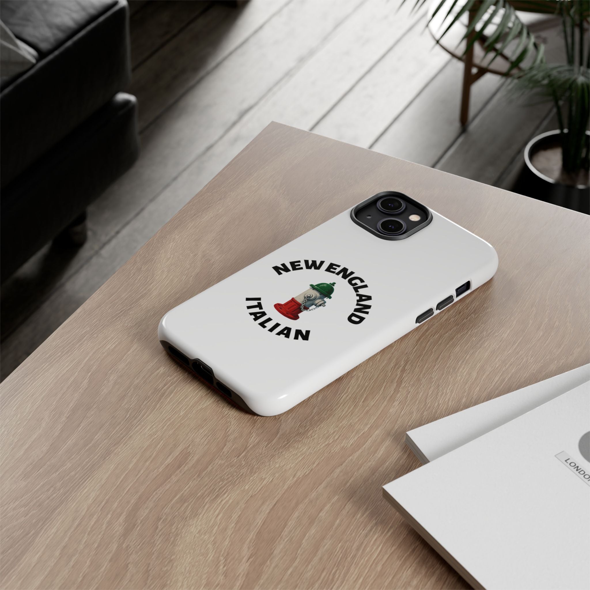New England Italian White Phone Case, Urban Style Phone Cover, Tough Smartphone Case, Gift for Italian Heritage, Fun Streetwear Accessories