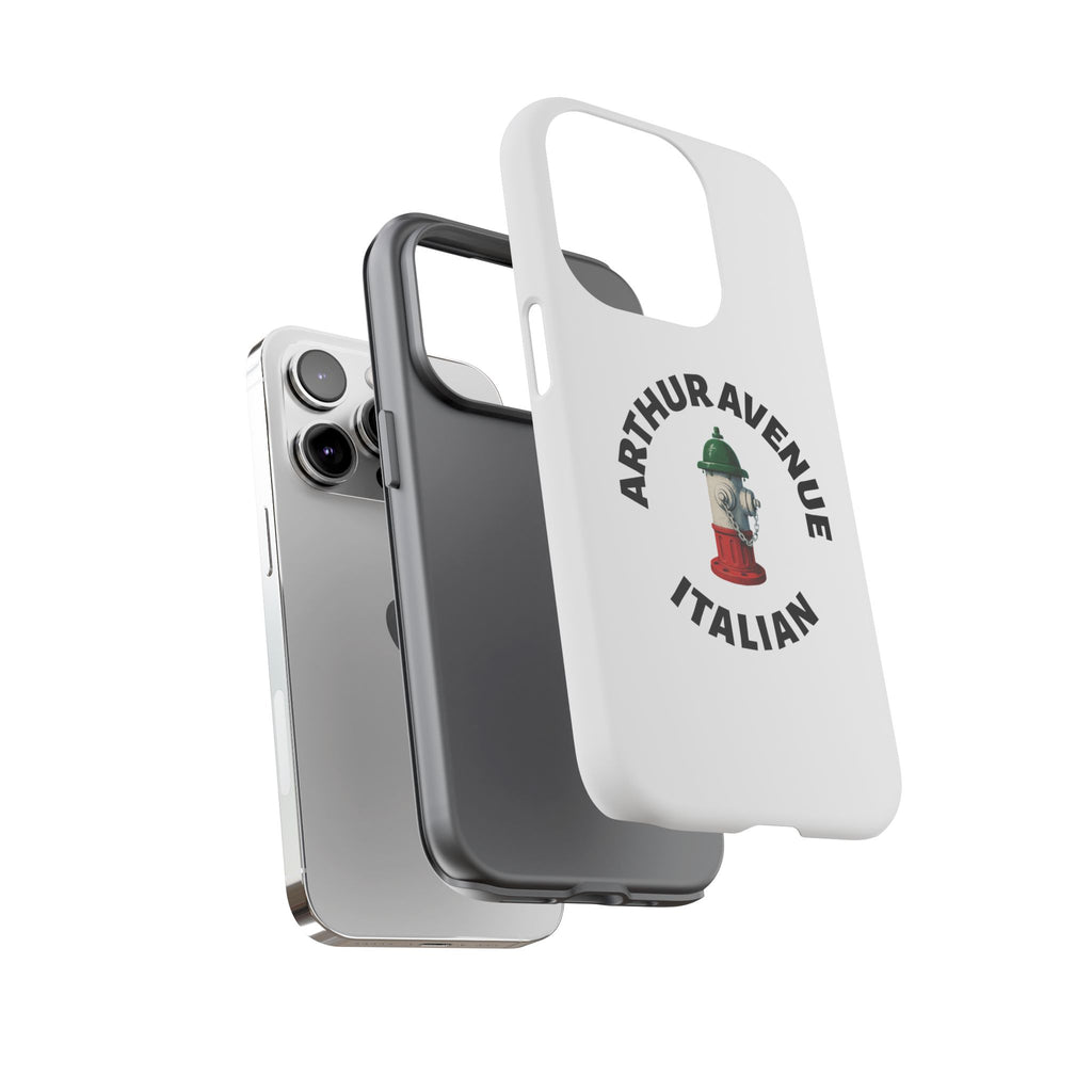 Arthur Avenue Italian White Phone Case, Urban Style Phone Cover, Tough Smartphone Case, Gift for Italian Heritage, Fun Streetwear Accessories