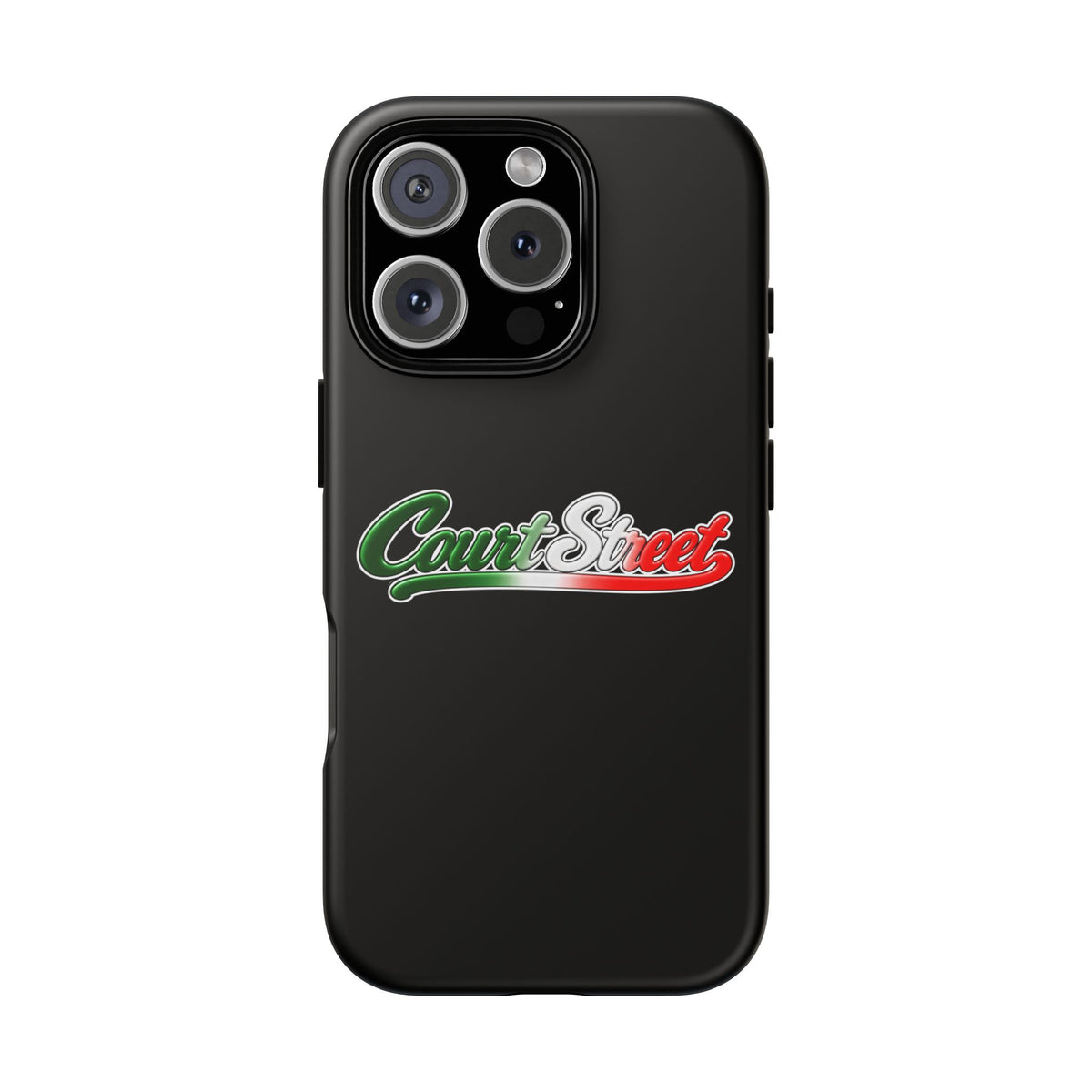 Court Street Black Phone Case, Tough Cases for iPhone, Gift for Italians, Stylish Phone Cover, Unique Phone Accessory
