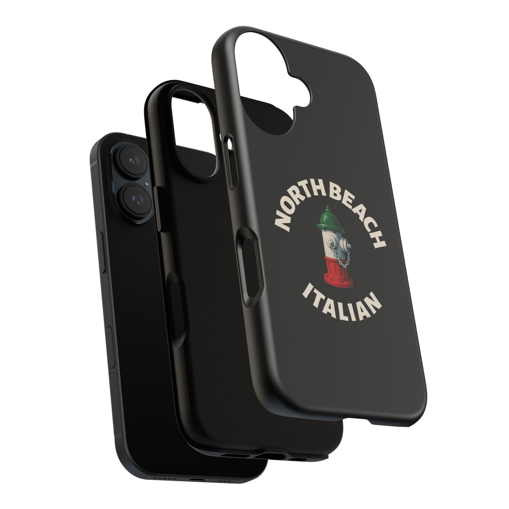 North Beach Italian Black Phone Case, Tough Cases for iPhone, Gift for Italians, Stylish Phone Cover, Unique Phone Accessory