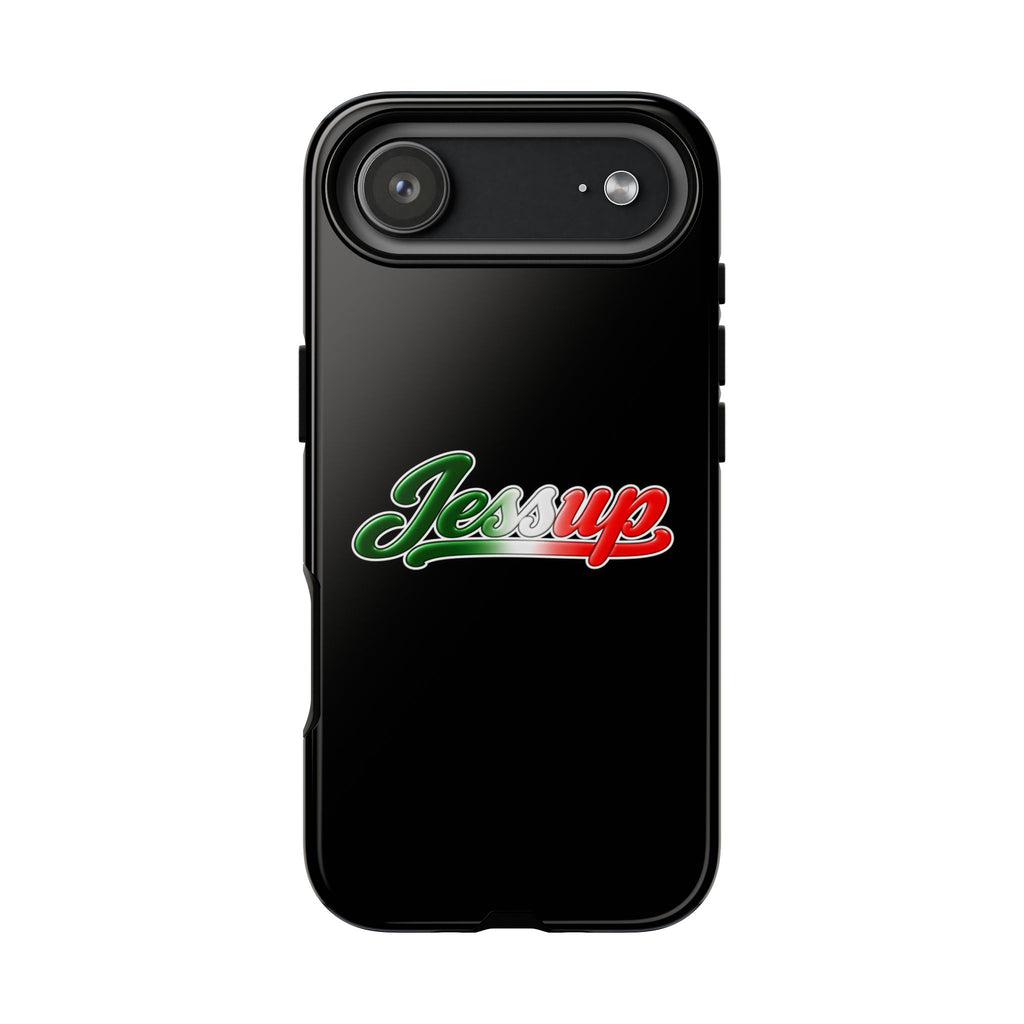 Jessup Black Phone Case, Tough Cases for iPhone, Gift for Italians, Stylish Phone Cover, Unique Phone Accessory