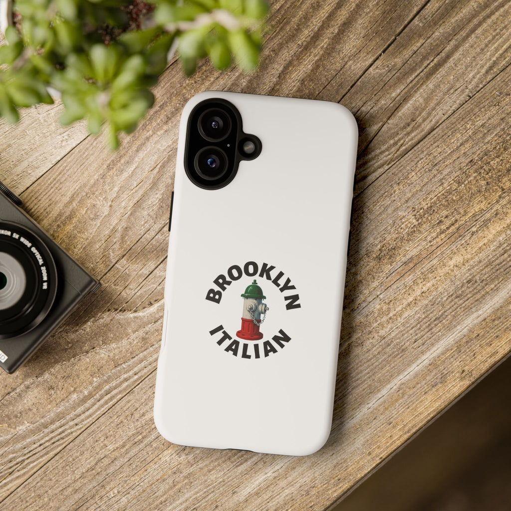 Brooklyn Italian White Phone Case, Urban Style Phone Cover, Tough Smartphone Case, Gift for Italian Heritage, Fun Streetwear Accessories