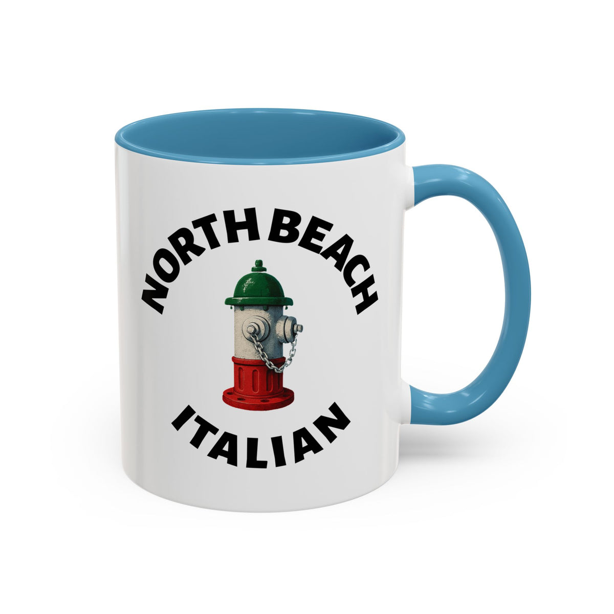 North Beach Coffee Mug with Fire Hydrant Design, Unique Gift for Italians, Fun Kitchen Decor