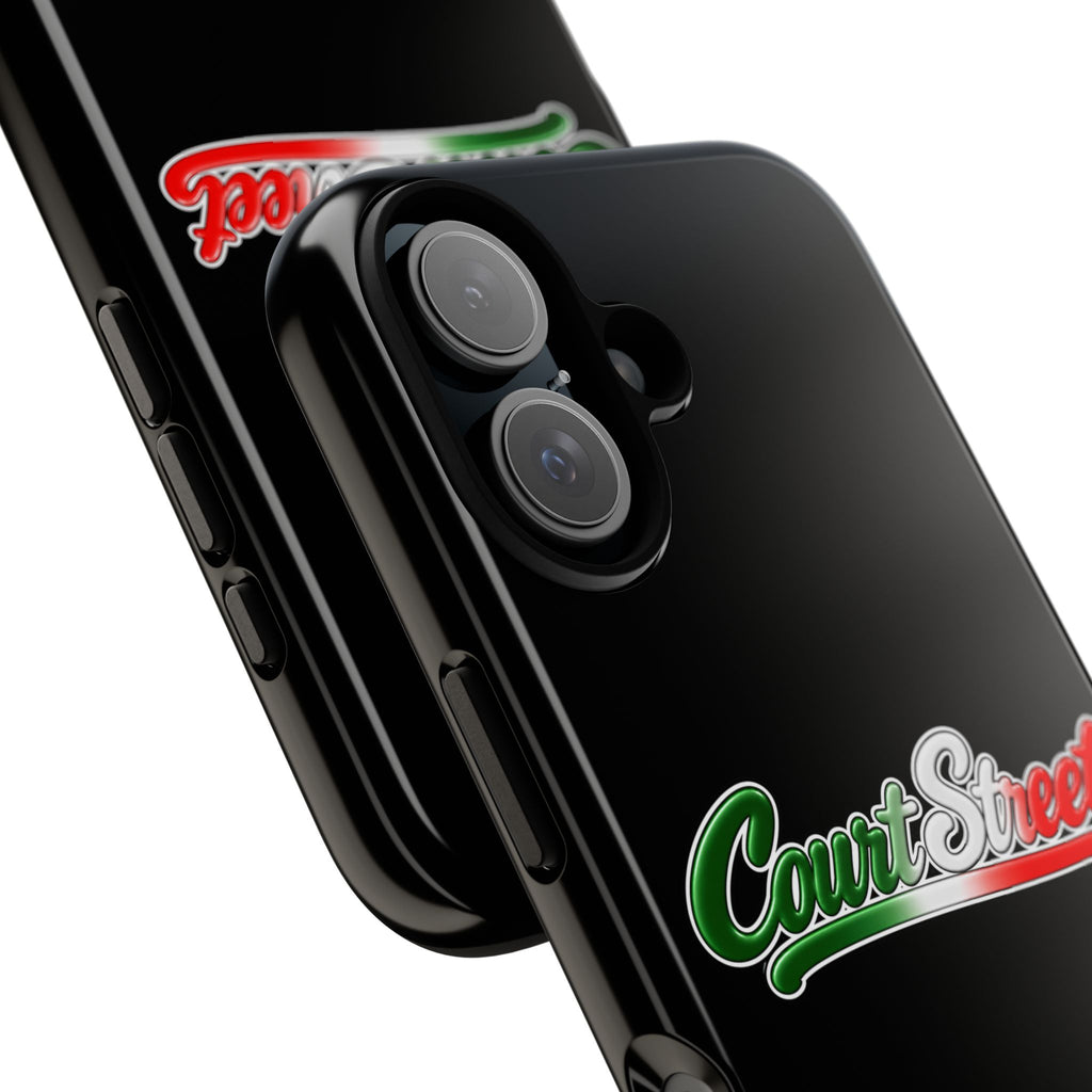 Court Street Black Phone Case, Tough Cases for iPhone, Gift for Italians, Stylish Phone Cover, Unique Phone Accessory