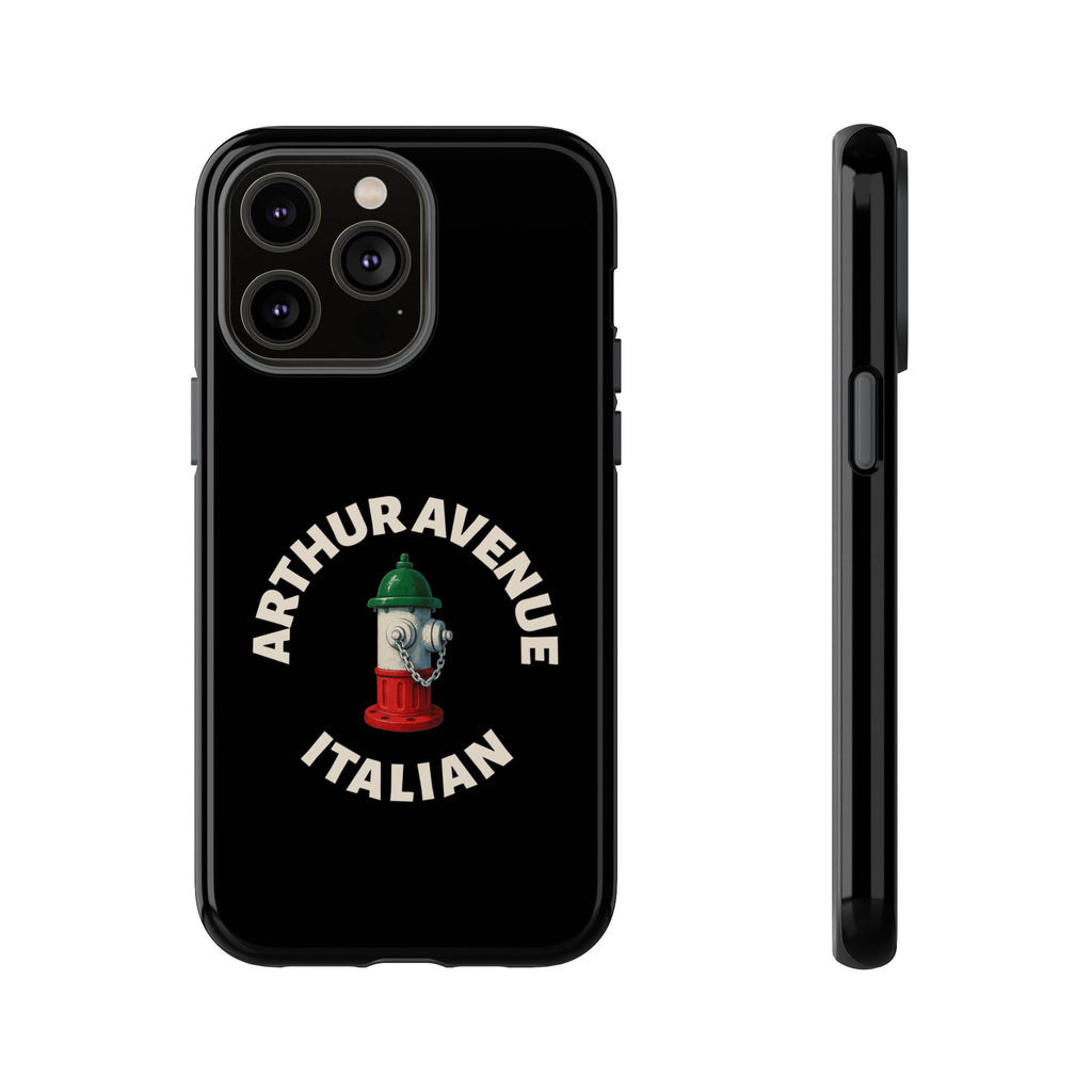 Arthur Avenue Italian Black Phone Case, Tough Cases for iPhone, Gift for Italians, Stylish Phone Cover, Unique Phone Accessory