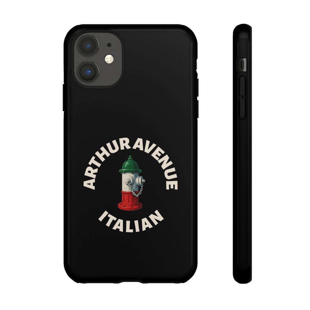 Arthur Avenue Italian Black Phone Case, Tough Cases for iPhone, Gift for Italians, Stylish Phone Cover, Unique Phone Accessory