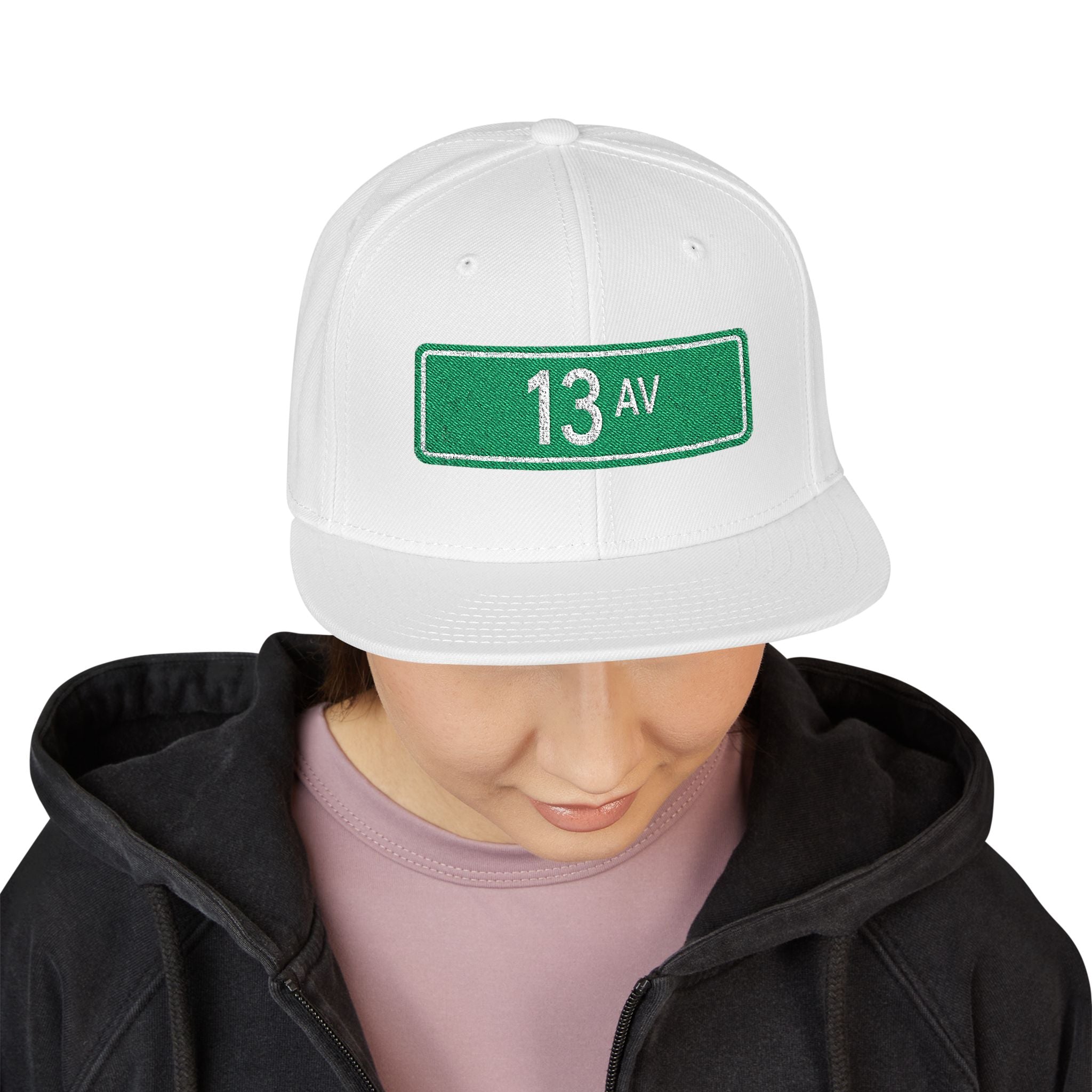 13 Ave Embroidered Snapback Hat | Street Sign Patch Cap
